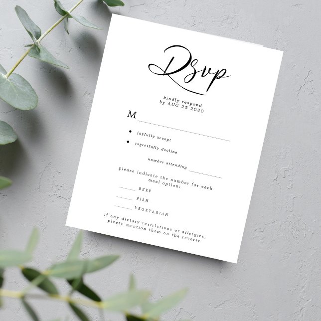 Budget wedding simple meal options RSVP card (Creator Uploaded)