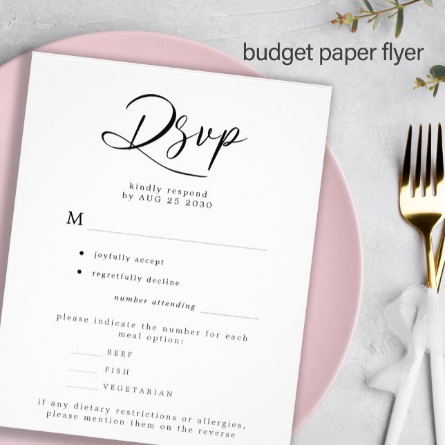 Budget wedding simple meal options RSVP Flyer (Creator Uploaded)