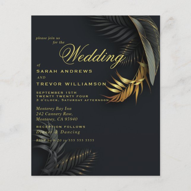 Budget Wedding Stunning Black And Gold Ferns (Front)