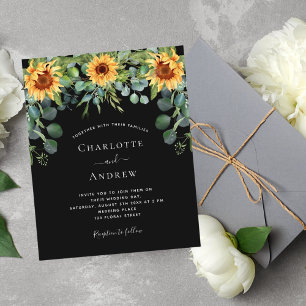 Budget wedding sunflowers eucalyptus black