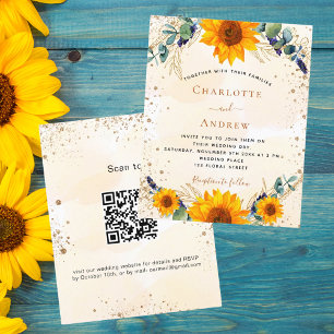 Budget wedding sunflowers eucalyptus QR code RSVP