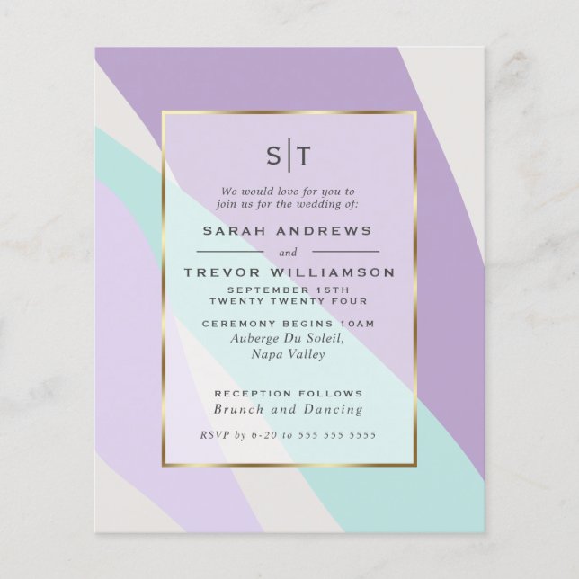 Budget Wedding Teal Lilac Amethyst Abstract (Front)
