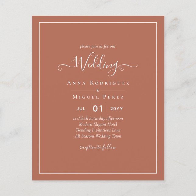 BUDGET Wedding Terracotta Monochrome Flyer (Front)