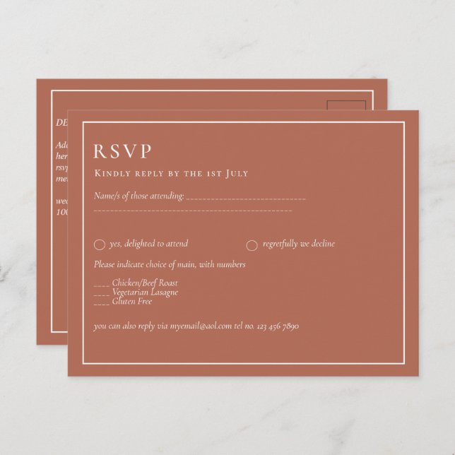 BUDGET Wedding Terracotta Monochrome Postcard (Front/Back)
