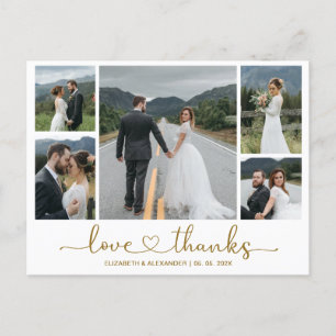 Budget Wedding Thank You 5 Photo Collage Postcard