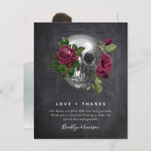 Budget Wedding Thank You Card   Gothic Skull Photo