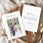 Budget Wedding Thank You Photo Minimalist Flyer<br><div class="desc">Budget Wedding Thank You Cards that have a photo on the front and back. The Thank you cards contain a modern hand lettered cursive script typography that are elegant,  simple and modern to use after you minimalist simple wedding day celebration.</div>