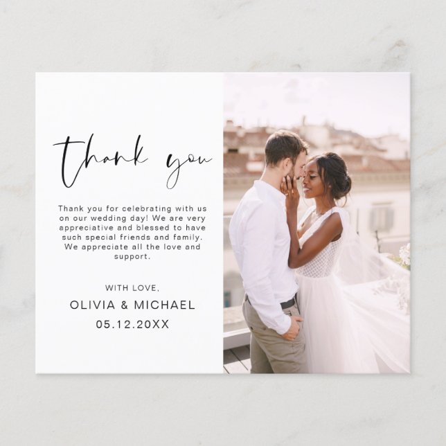 Budget Wedding Thank You Photo Minimalist Flyer (Front)