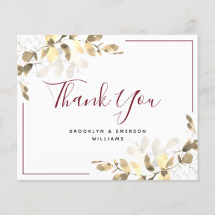BUDGET Wedding Thank You Red Gold Eucalyptus