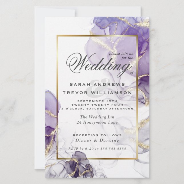 Budget Wedding Wild Wisteria Abstract Fluid Ink  (Front)