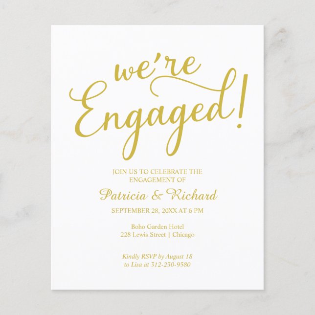 Budget We're Engaged Engagement Party Invitation (Front)