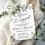 Budget We're Engaged Engagement Party Invitation<br><div class="desc">Get ready to celebrate love in style with our stunning engagement party suite, specially designed for greenery enthusiasts! This fabulous collection is the perfect touch for a dreamy garden party or a lush, nature-themed celebration. It features everything you need, including a magnificent welcome sign, personalised napkins, and much more to...</div>