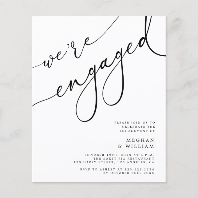 Budget We're Engaged Engagement Party Invitation Flyer (Front)