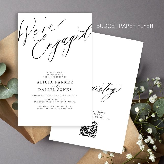 Budget We're Engaged engagement party invitation Flyer (Creator Uploaded)