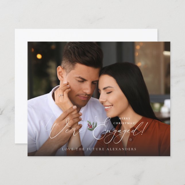 Budget We're Engaged Photo E Holly Berry Holiday W (Front/Back)