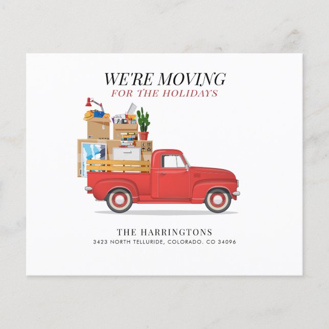 Budget We're Moving New Holiday Address Red Truck Flyer (Front)