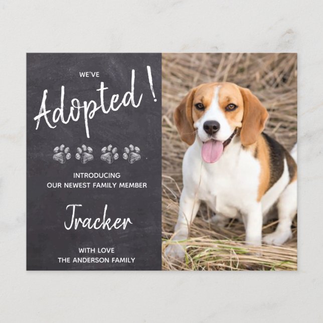 Budget We've Adopted Dog Rescue New Pet Announce (Front)