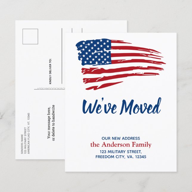 Budget We've Moved American Flag Patriotic Moving  (Front/Back)