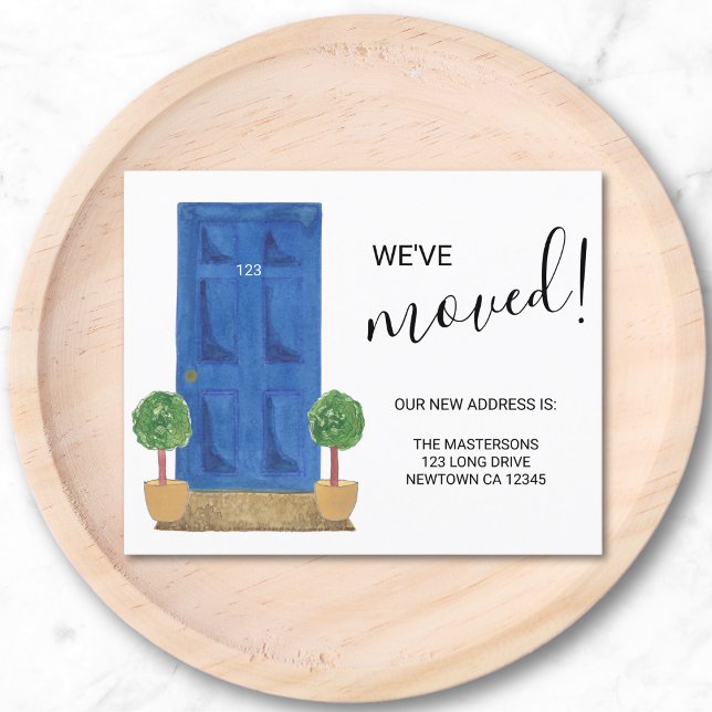 Budget We've Moved Blue Door Announcement Card (Creator Uploaded)