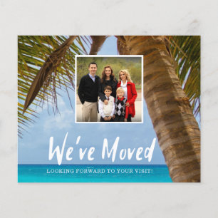 Budget We've Moved Coastal Palm Tree Photo Card