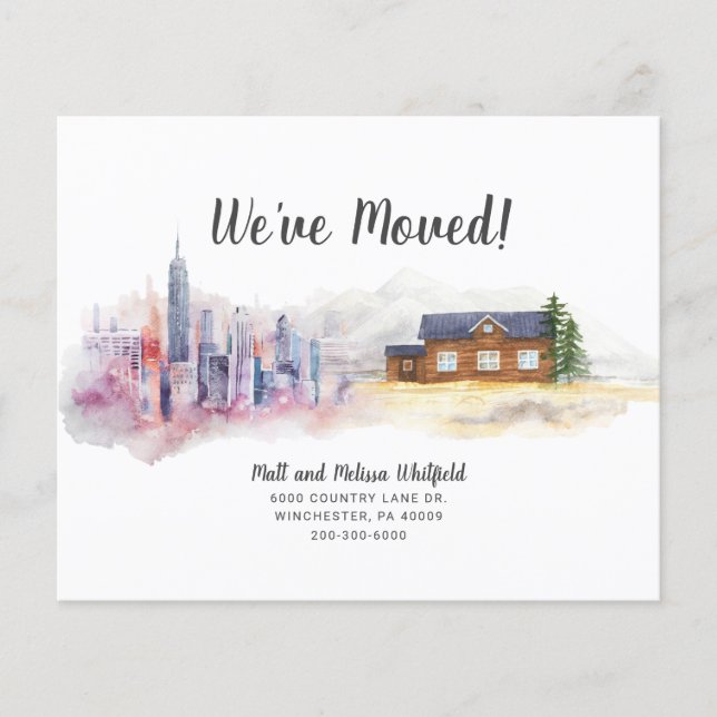 Budget We've Moved Country Moving Announcement (Front)