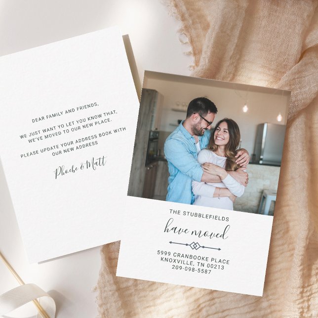 Budget We've Moved Family Photo Modern Moving Card (We've Moved Family Photo Modern Moving Announcement)