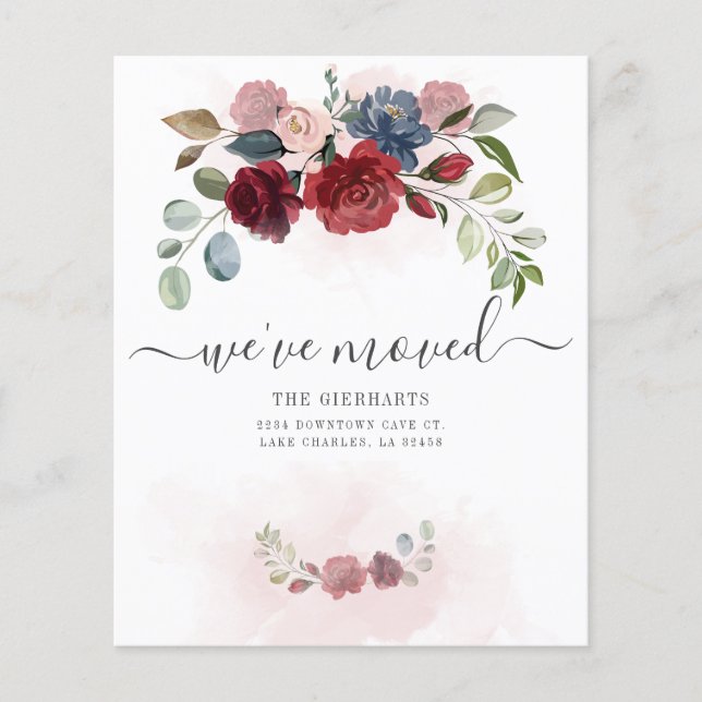 Budget We've Moved Floral Moving Announcement  Flyer (Front)