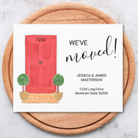 Budget We've Moved Red Door Announcement Card