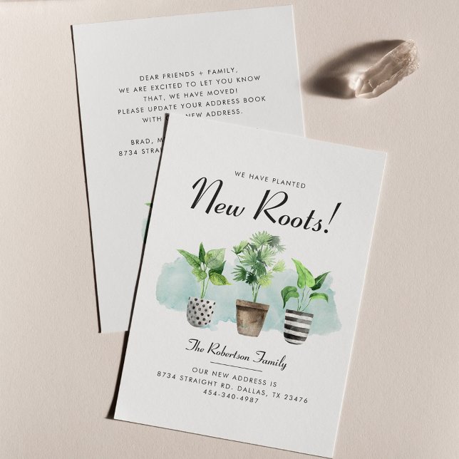 Budget We've Planted New Roots Moving Announcement Flyer (New Roots Plants Watercolor Moving Announcement)