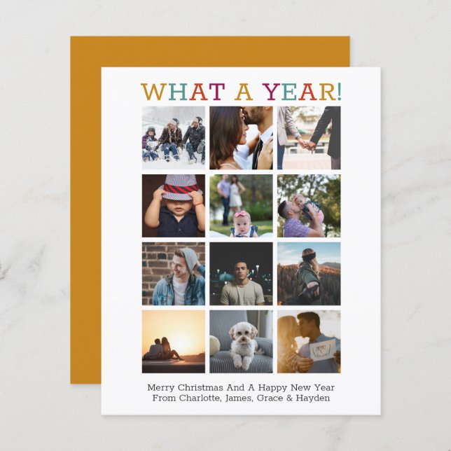 BUDGET What A Year Photo Christmas Year In Review (Front/Back)