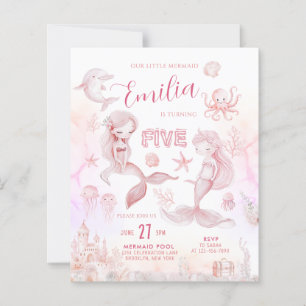 BUDGET Whimsical Dreamy Pink Sea Mermaid Birthday