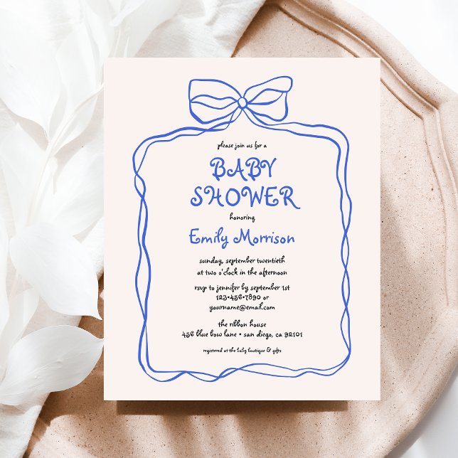 Budget Whimsical Quirky Blue Bow Boy Baby Shower (Creator Uploaded)