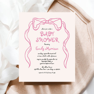 Budget Whimsical Quirky Blush Pink Bow Baby Shower