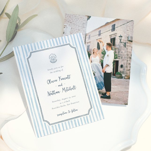 Budget Whimsical Retro Blue Stripes Wedding (Creator Uploaded)