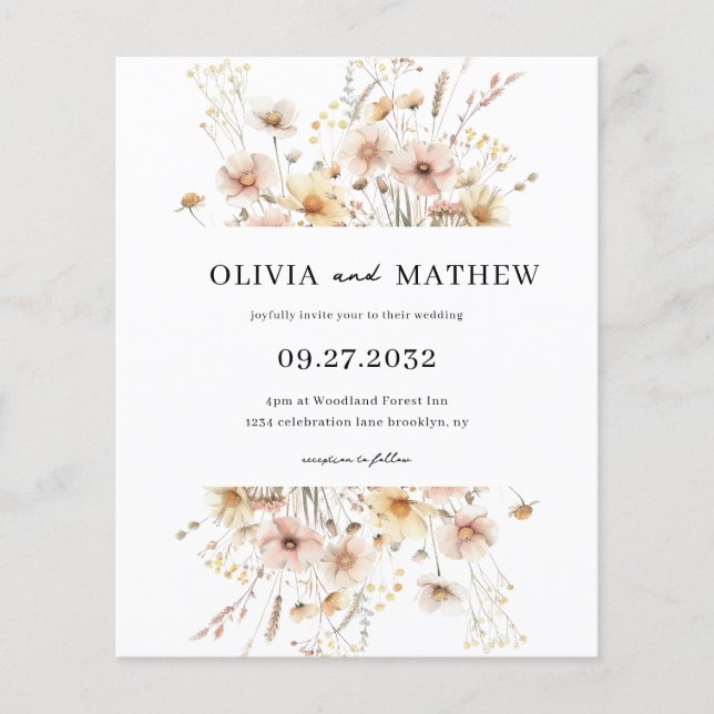 BUDGET Whimsical Rustic Meadow Wildflower Wedding (Front)