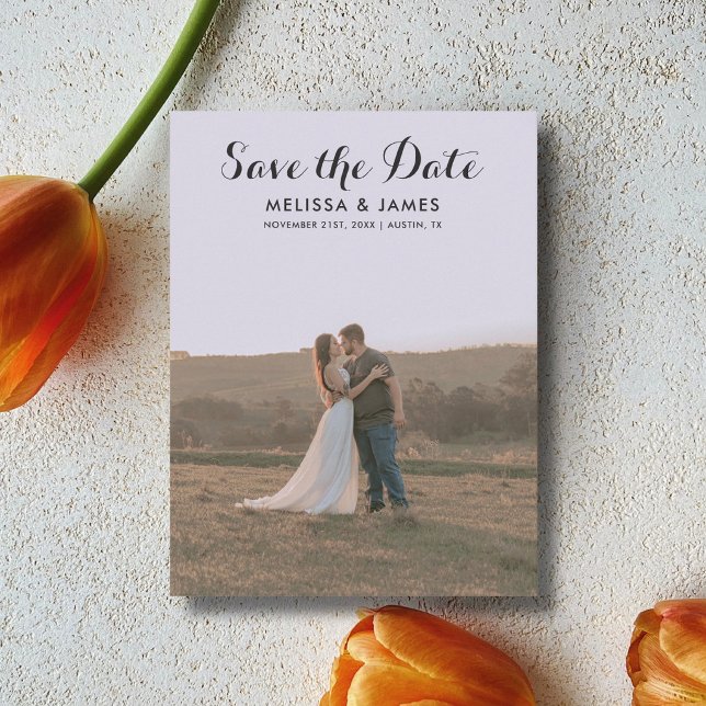 Budget Whimsical Script Photo Save the Date Announcement Postcard (Creator Uploaded)