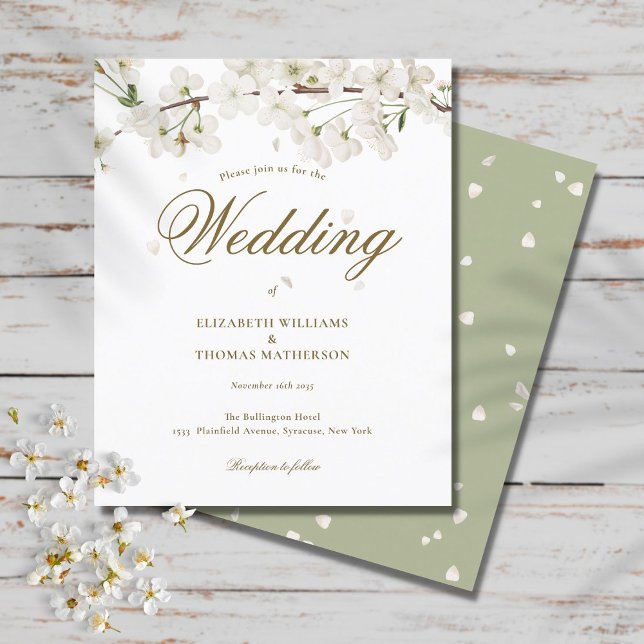 Budget White Blossom Wedding Invitation (Creator Uploaded)