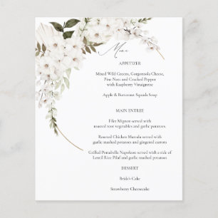 Budget White Boho Floral Menu