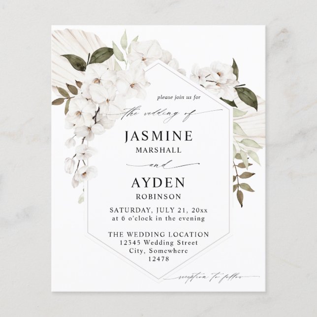Budget White Boho Floral Wedding V2 LN Flyer (Front)