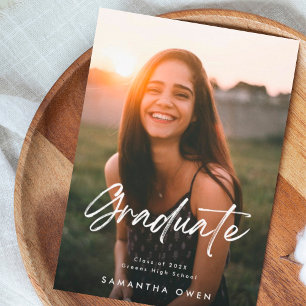 Budget White Brush Graduation Announcement Photo Flyer