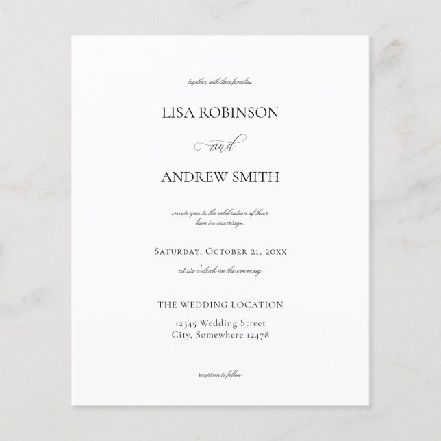 Budget White Calligraphy Wedding Flyer (Front)