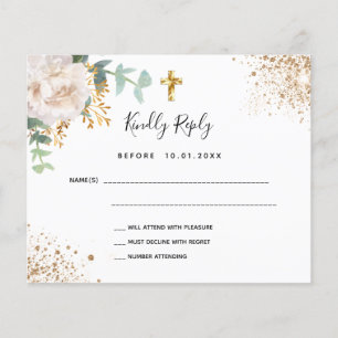 Budget white floral eucalyptus baptism RSVP