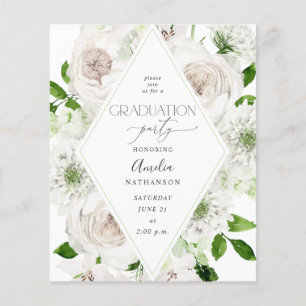 Budget White Floral Graduation Party Flyer