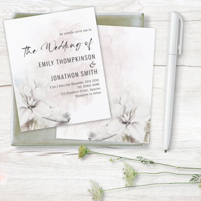 Budget White Floral Watercolor Wedding Invite (Creator Uploaded)