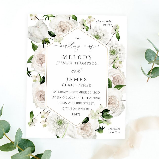 Budget White Floral Wedding  Flyer (Creator Uploaded)
