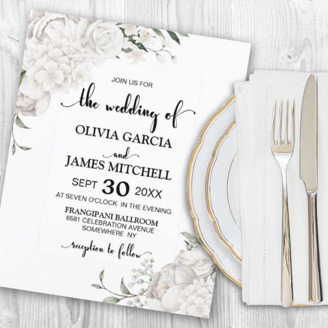 Budget White Floral Wedding Invitation (Creator Uploaded)