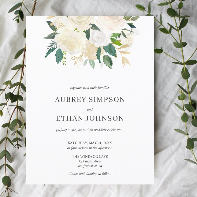 Budget White Flowers Boho Wedding Invitation Postcard (Creator Uploaded)