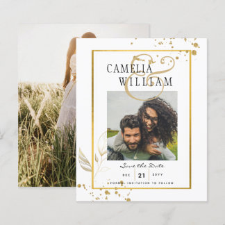 BUDGET White Gold PHOTO Wedding Invitation