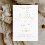 Budget White Gold Wedding Modern Typography<br><div class="desc">Budget White and Gold Faux Foil Wedding Spring or Summer Wedding Invitations - includes beautiful and elegant script typography with a modern simple and classic colour for the special Wedding day celebration.</div>