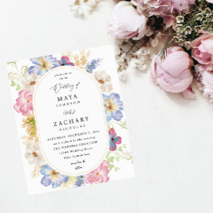 Budget White Pink & Purple Floral Wedding Flyer